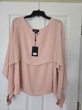 DKNY Soft Blush Layered Chiffon Top